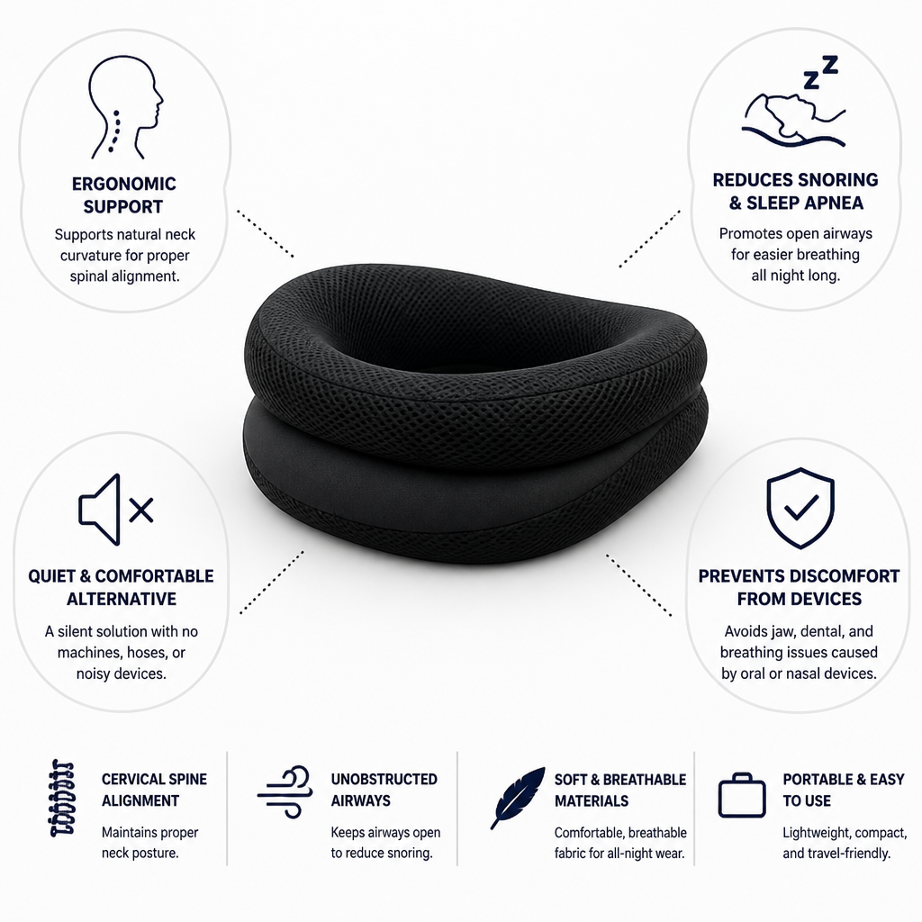 Ergonomic Contour Snore-Reducing Neck Support Pillow