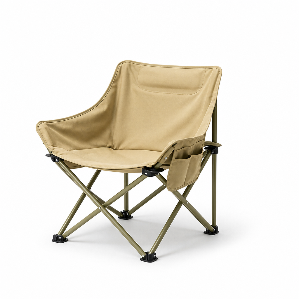 Ergonomic Lightweight Weather-Resistant Folding Chair With Side Pocket