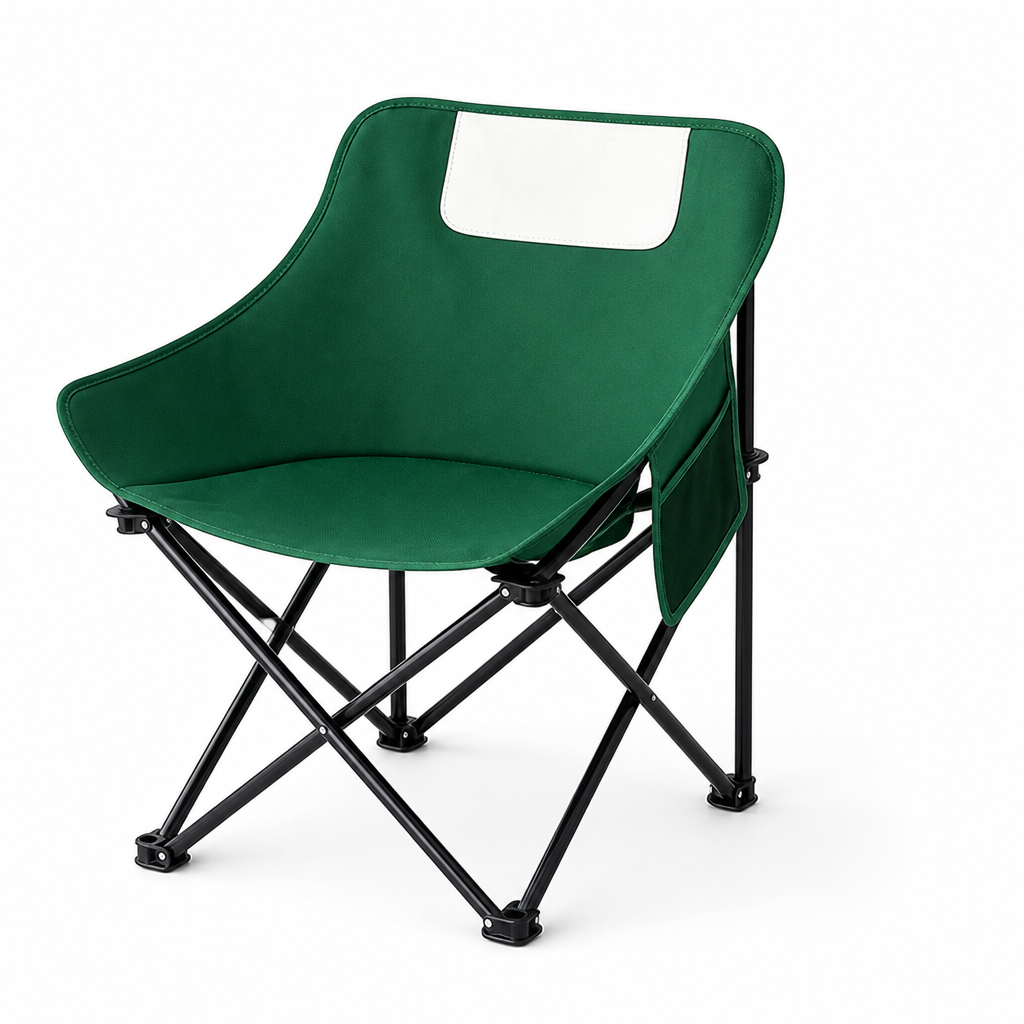Ergonomic Lightweight Weather-Resistant Folding Chair With Side Pocket