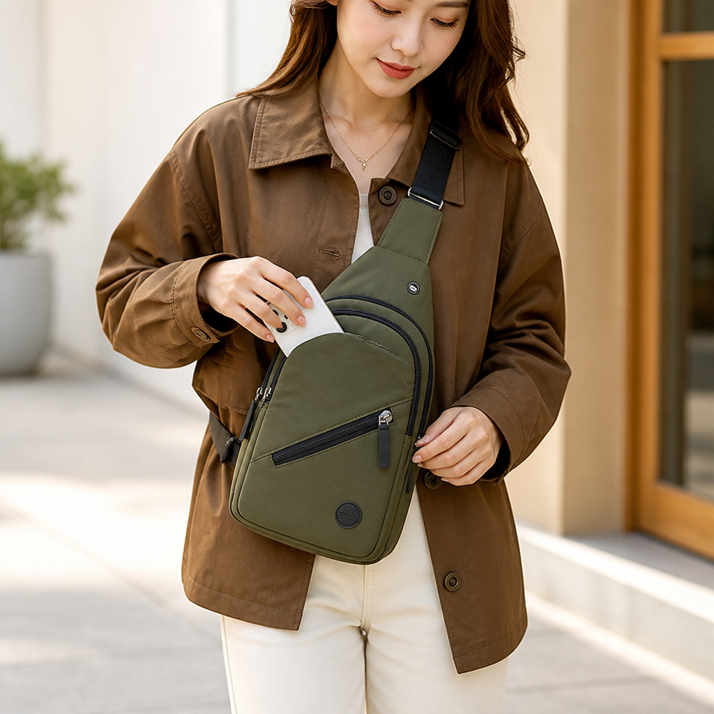 Ergonomic Multi-Compartment Water-Resistant Crossbody Sling Bag