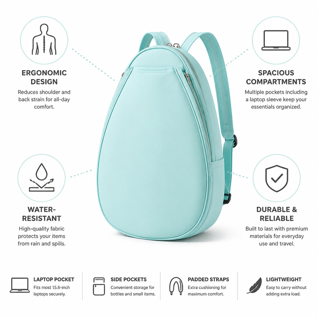 Ergonomic Padded Water-Resistant Backpack (Laptop Pocket)