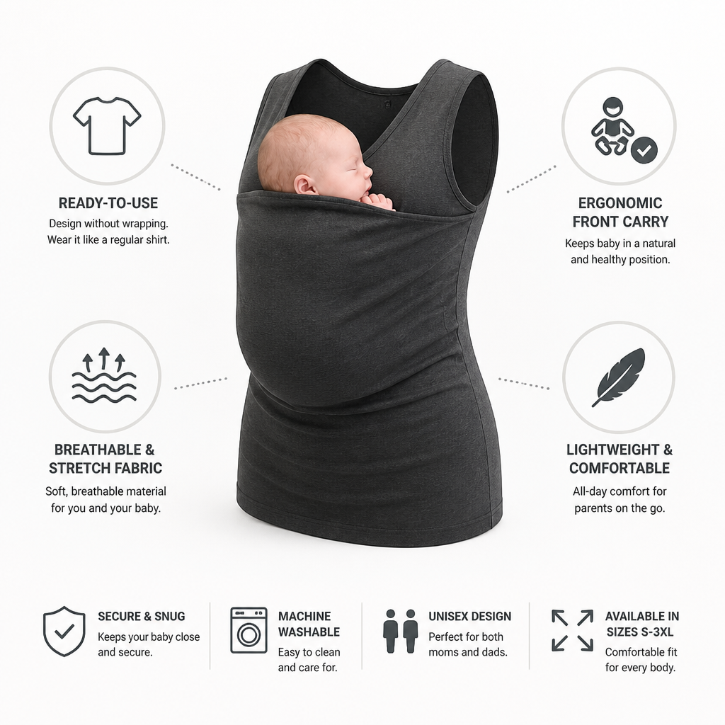 Ergonomic Ready-To-Use Stretch Swaddle Shirt (Front Carry)