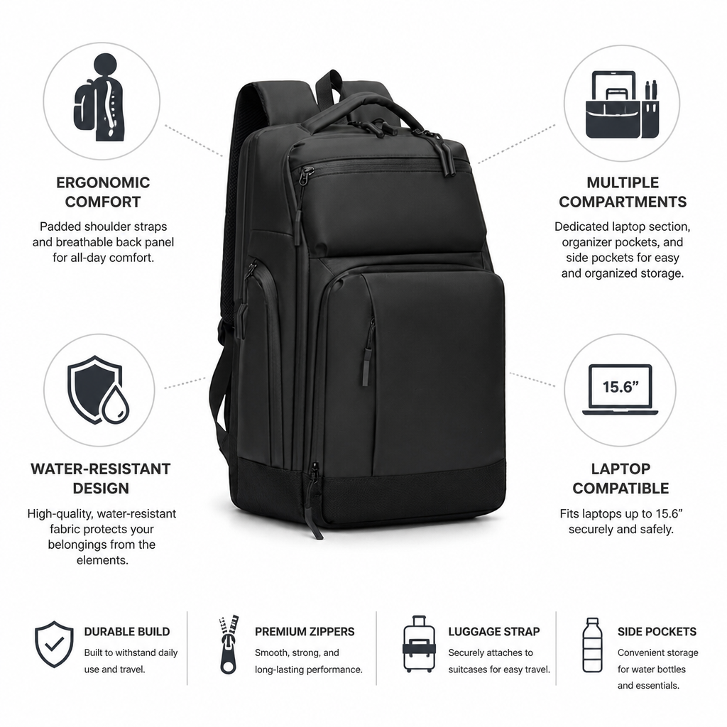 Ergonomic & Water-Resistant Laptop Backpack
