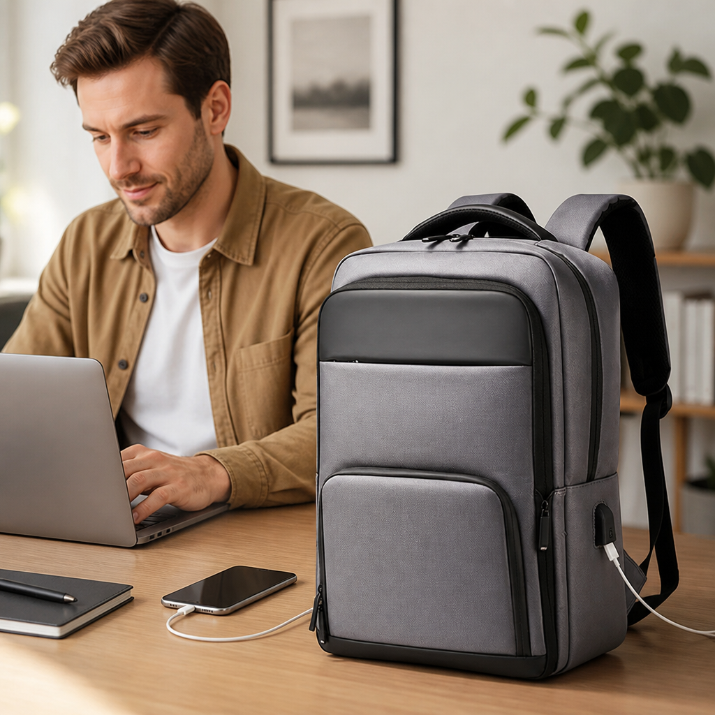 Ergonomic Water-Resistant Laptop Backpack (Fits 15.6-Inch Laptop)