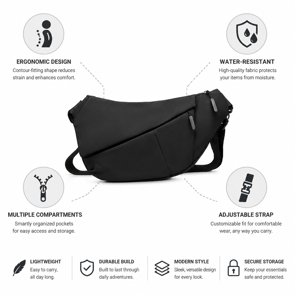 Ergonomic Water-Resistant Sling Bag (Multiple Compartments)
