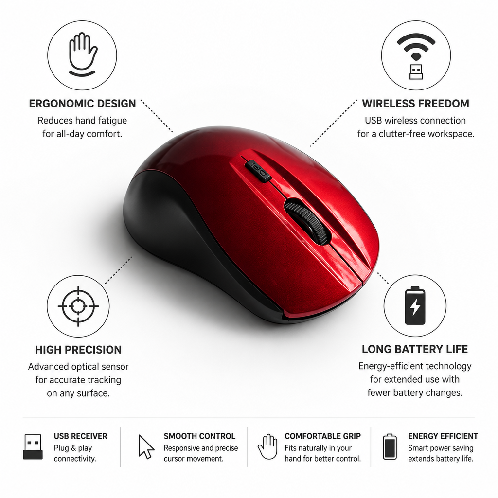 Ergonomic Wireless High-Precision Computer Mouse