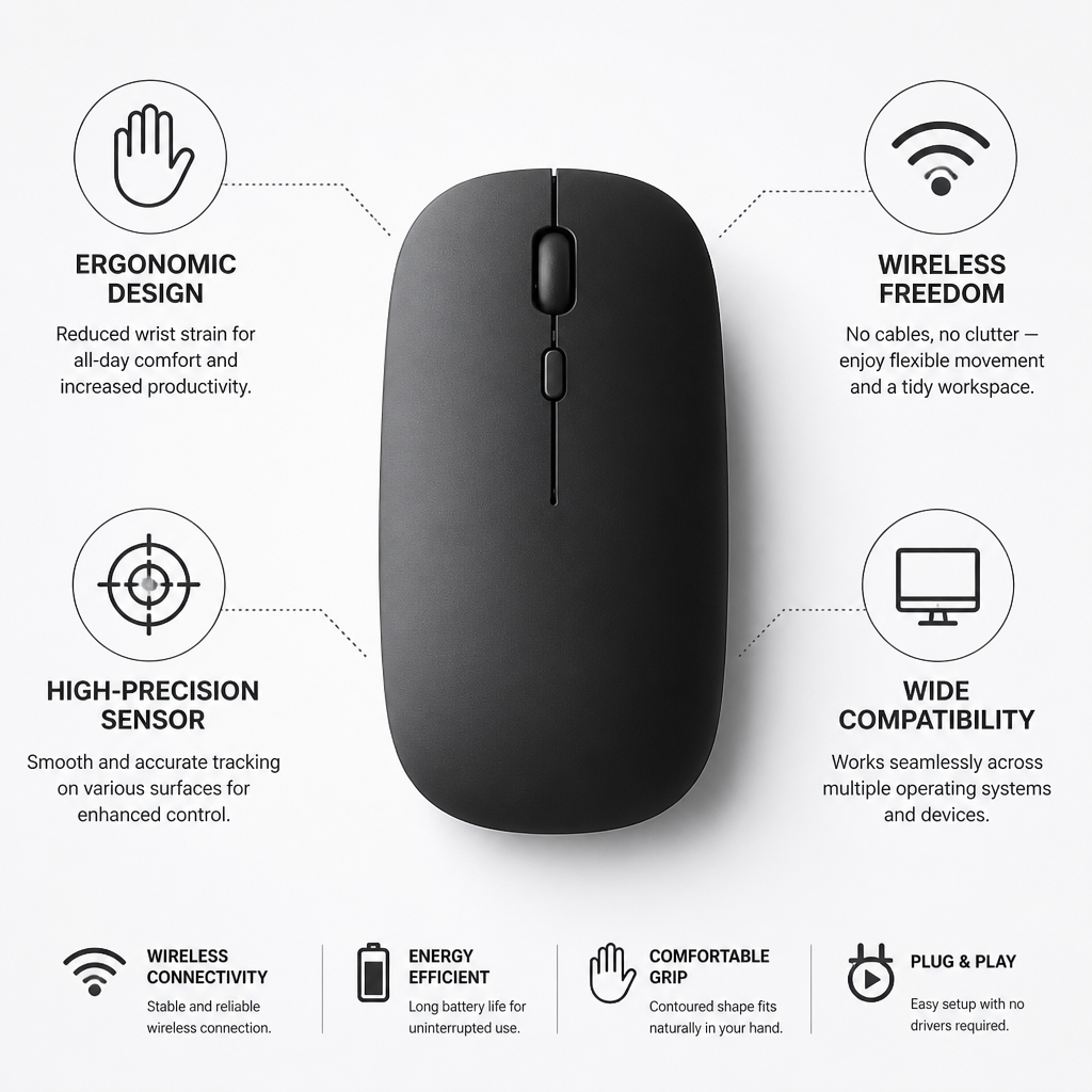 Ergonomic Wireless High-Precision Mouse