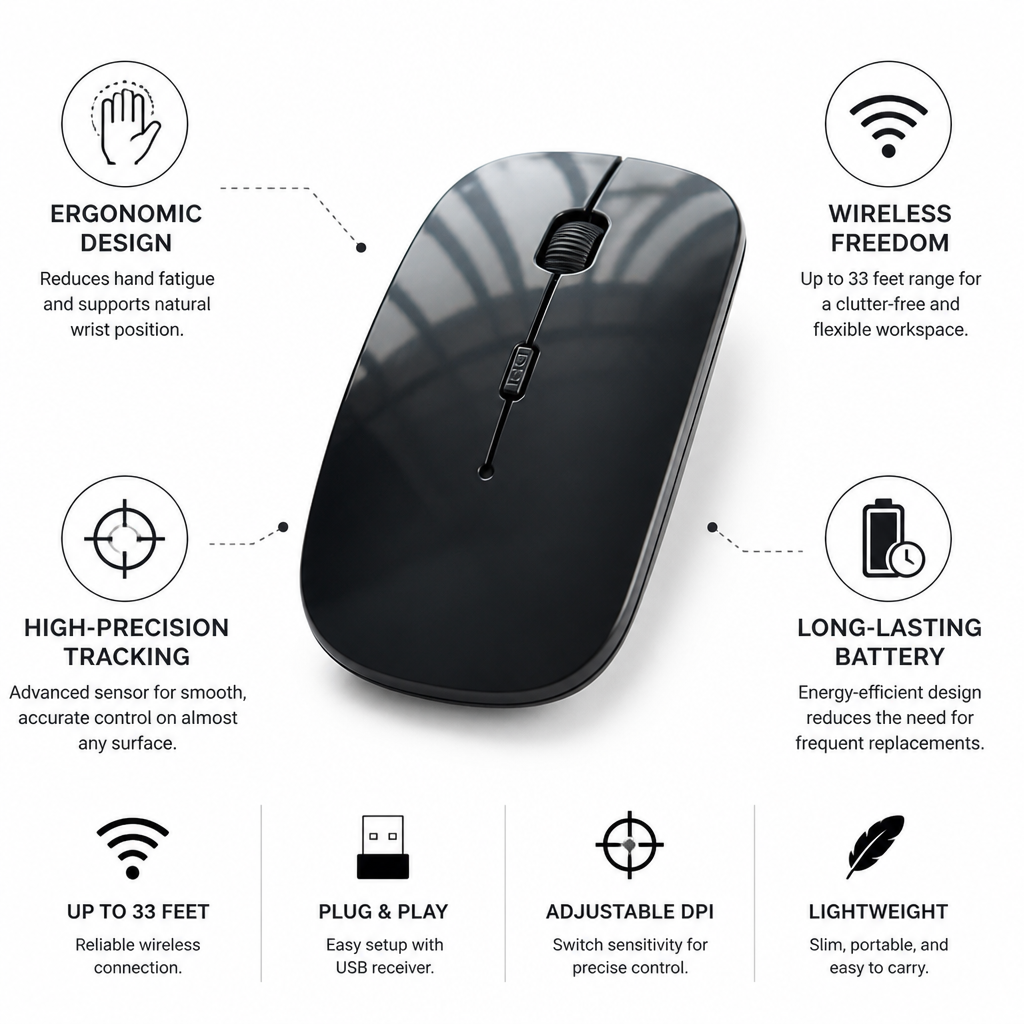 Ergonomic Wireless High-Precision Mouse