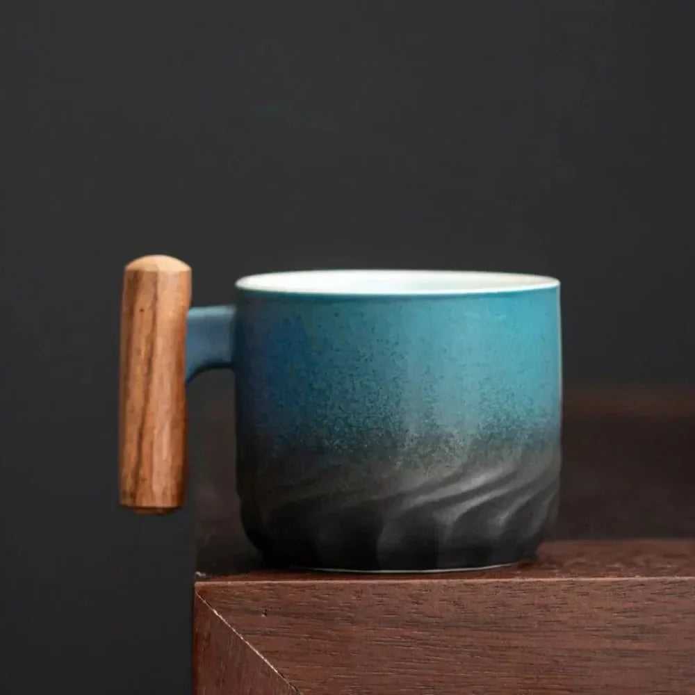 Espresso Cup Ceramic Wooden Handle Dishwasher Safe