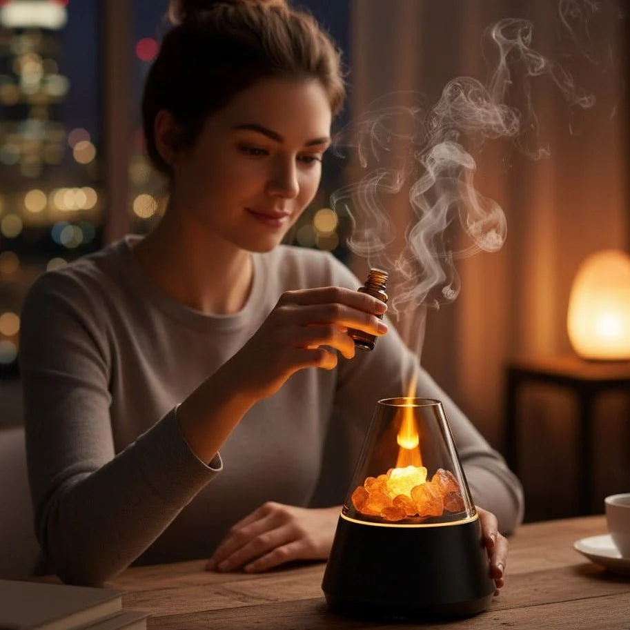 Essential Oil Diffuser Crystal Stones Quiet Operation 7 LED Lights