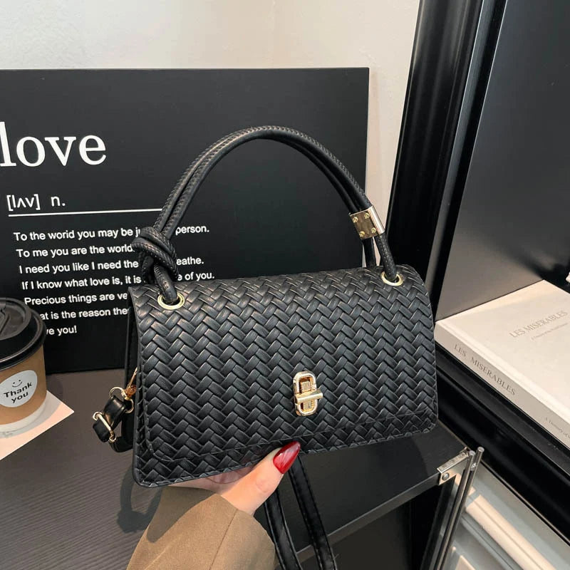 Evening Clutch Woven Leather Detachable Shoulder Strap