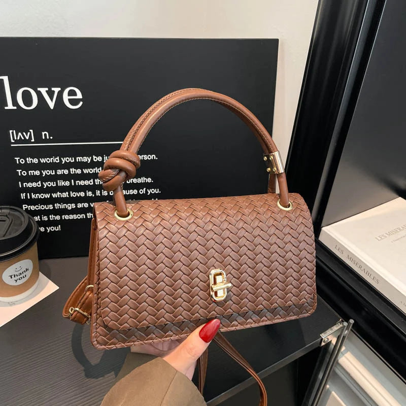 Evening Clutch Woven Leather Detachable Shoulder Strap