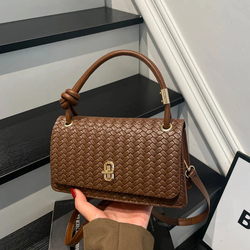 Evening Clutch Woven Leather Detachable Shoulder Strap