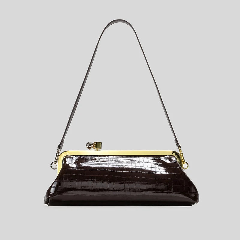 Evening Handbag Glossy Patent Leather Detachable Shoulder Strap