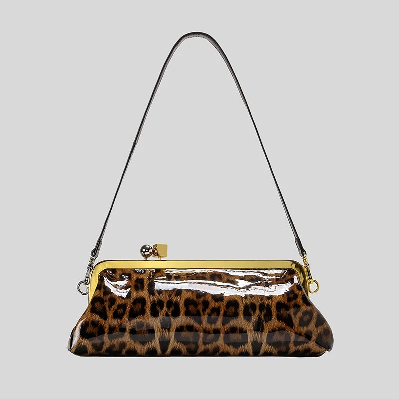 Evening Handbag Glossy Patent Leather Detachable Strap