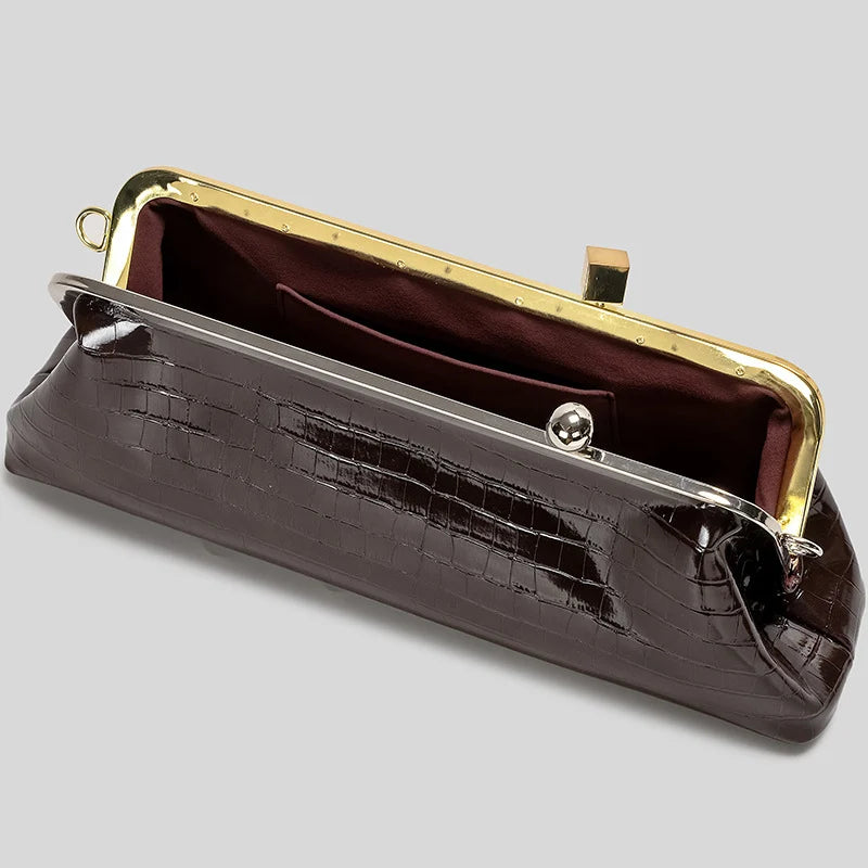 Evening Handbag Glossy Patent Leather Detachable Strap