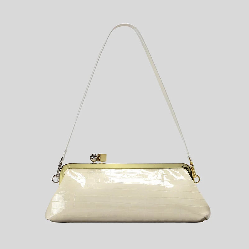 Evening Handbag Glossy Patent Leather Detachable Strap