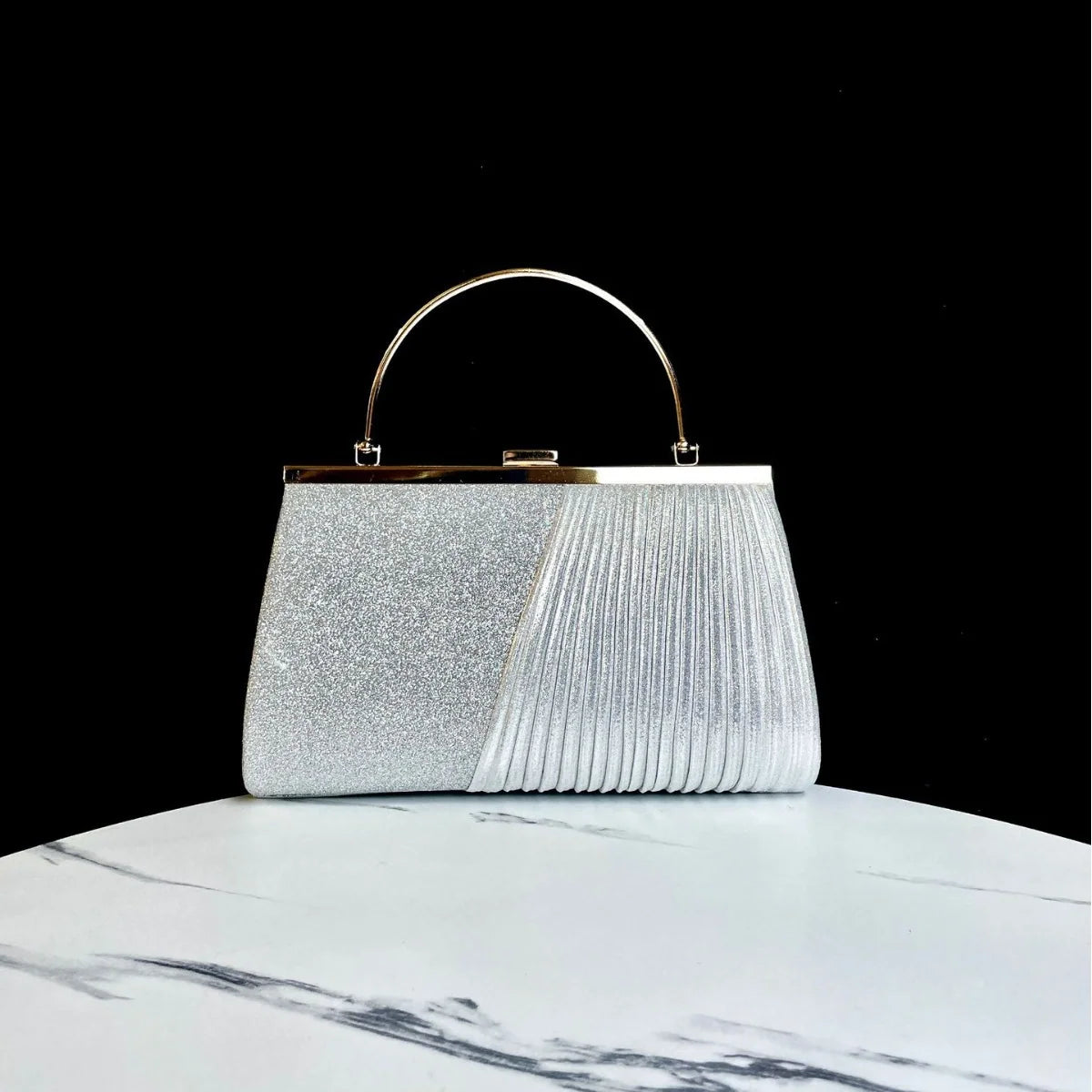 Evening Handbag Shimmering Pleated Retro Design