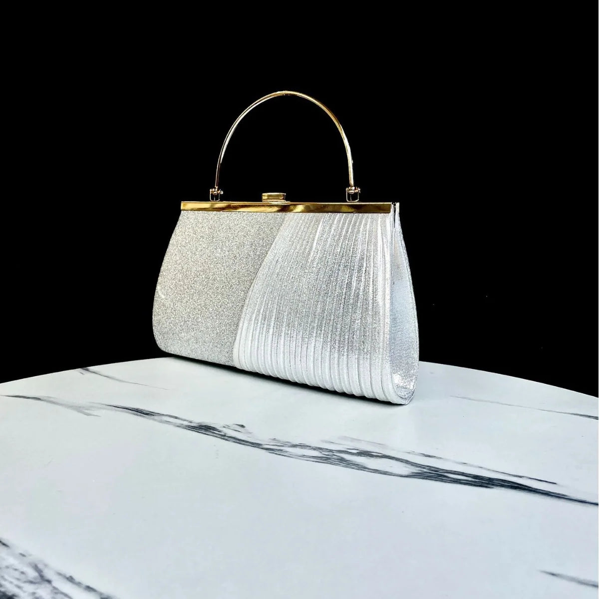 Evening Handbag Shimmering Pleated Retro Design