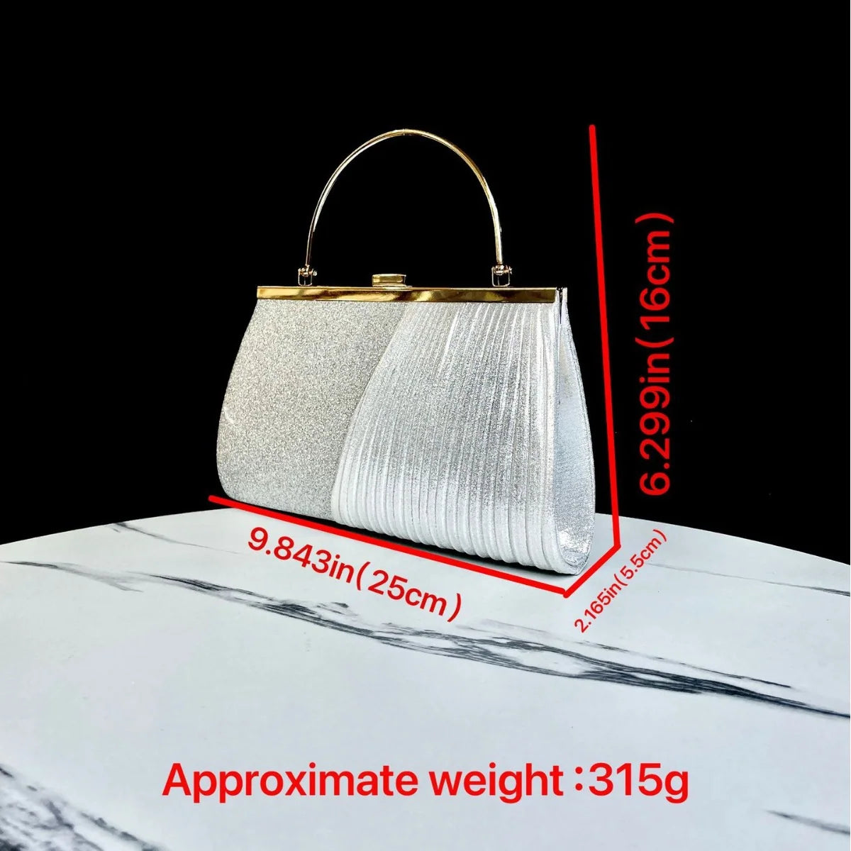 Evening Handbag Shimmering Pleated Retro Design