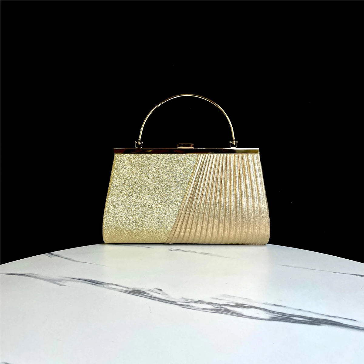 Evening Handbag Shimmering Pleated Retro Design