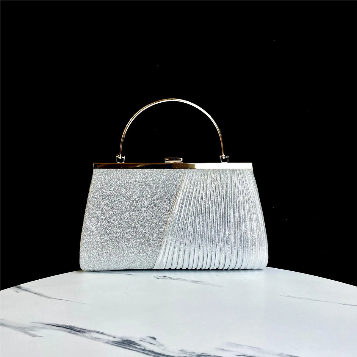 Evening Handbag Shimmering Pleated Retro Design