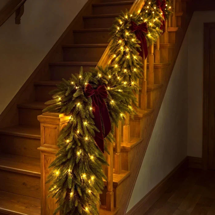 Evergreen Garland 9 Foot Battery-Powered Golden Lights