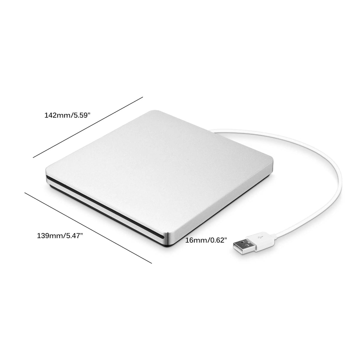 External CD DVD Drive Slot-Loading USB-Powered 24x CD Read