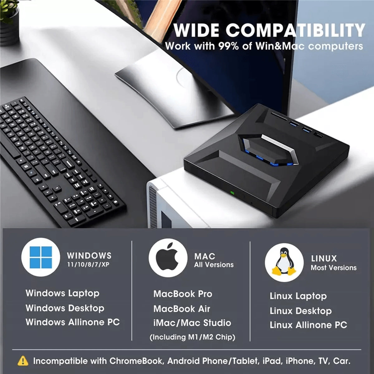 External Optical Drive 24X Read SD Card Slot