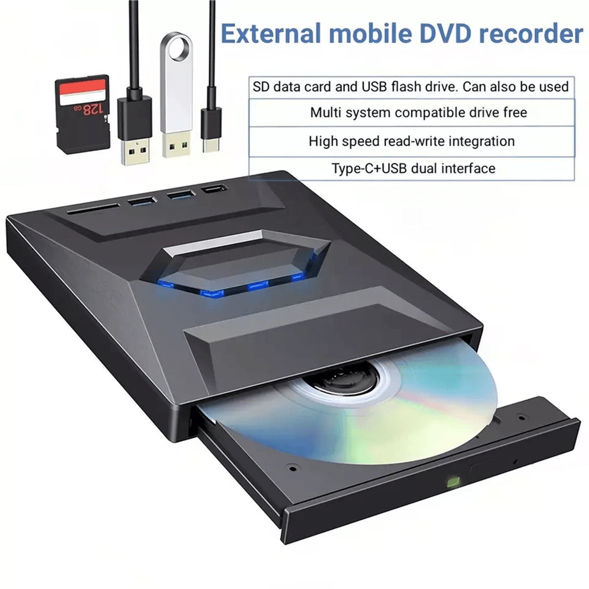 External Optical Drive 24X Read SD Card Slot