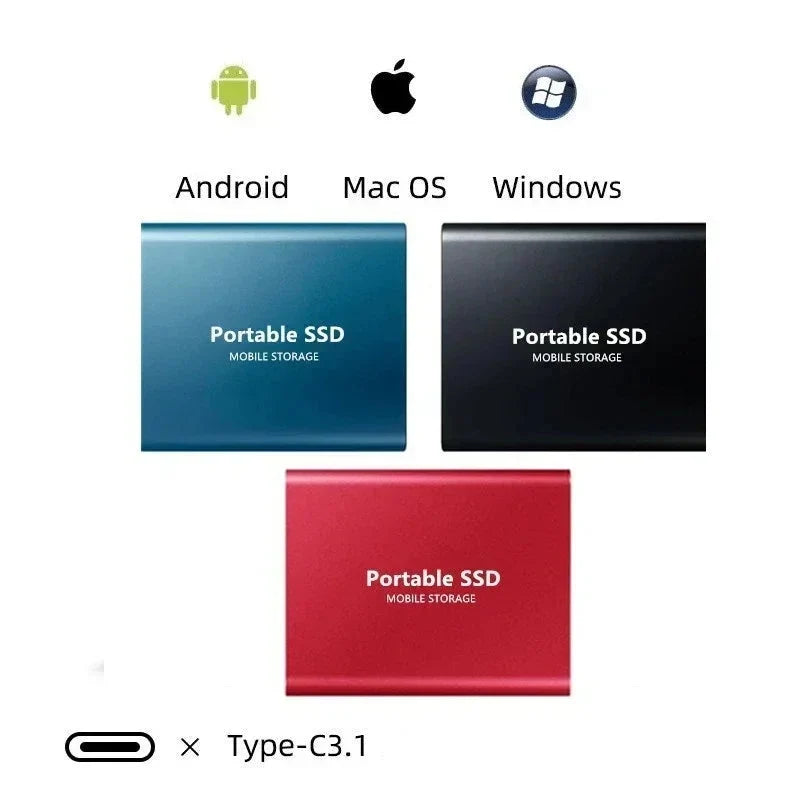 External SSD 128TB High-Speed Shock-Resistant Portable Storage