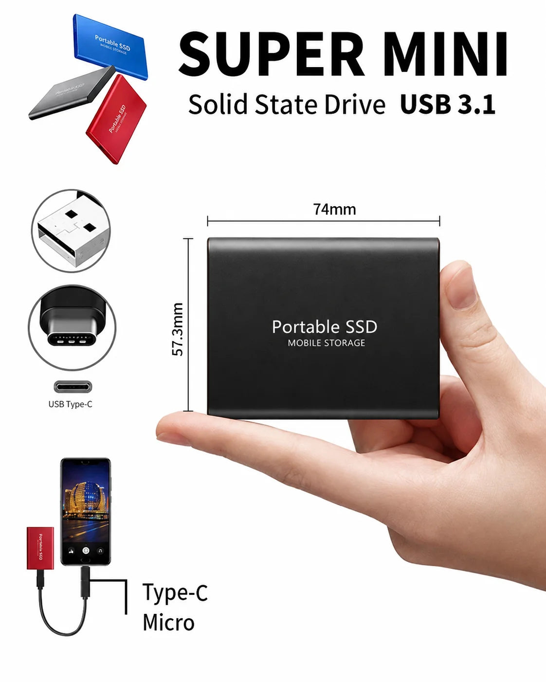External SSD 128TB Portable Shock-Resistant