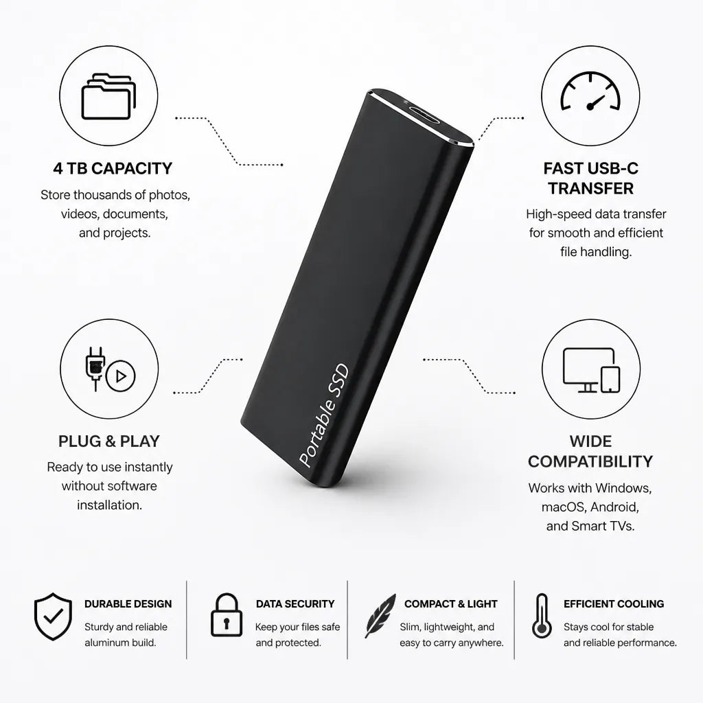 External SSD 4 TB USB-C Fast Transfer