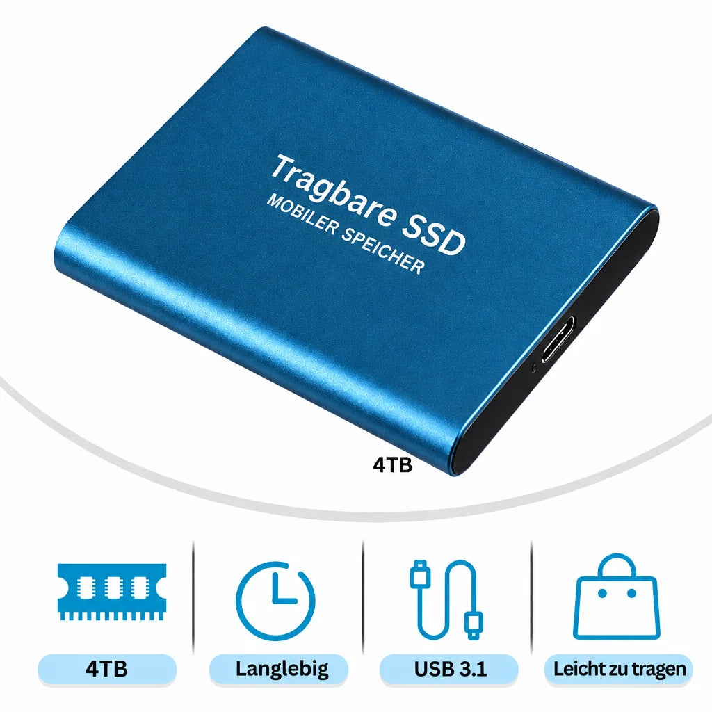 External SSD Rugged Shock-Resistant USB-C Up to 30 TB