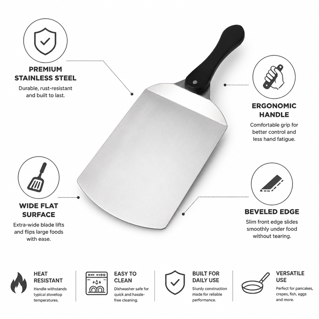 Extra-Wide Stainless Steel Spatula