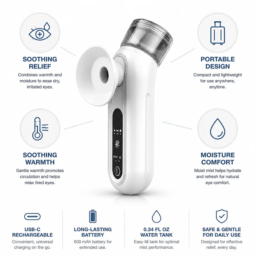 Eye Relief Device Soothing Warmth & Moisture USB-C Rechargeable