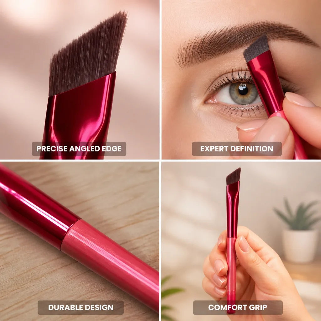 Eyebrow Brush Angled Ultra-Soft Wood Handle & Aluminum Ferrule