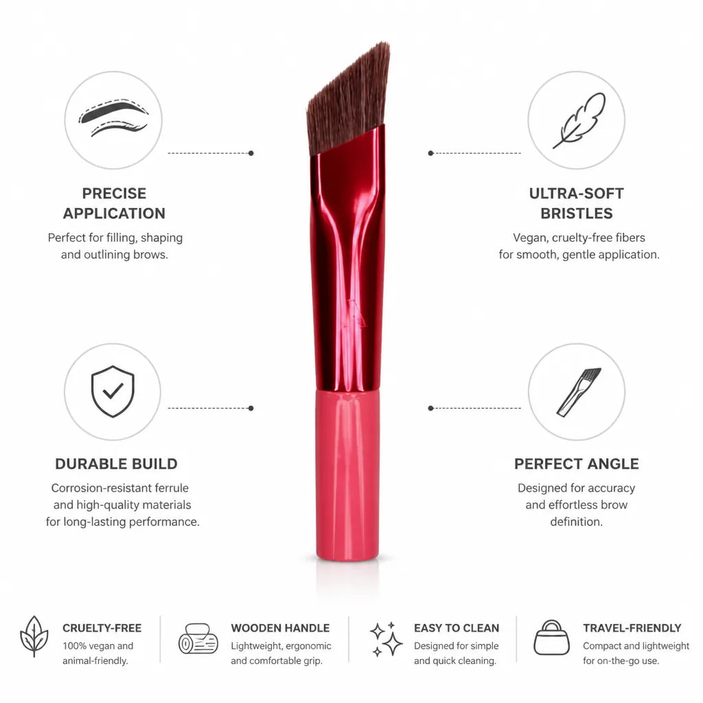 Eyebrow Brush Angled Ultra-Soft Wood Handle & Aluminum Ferrule