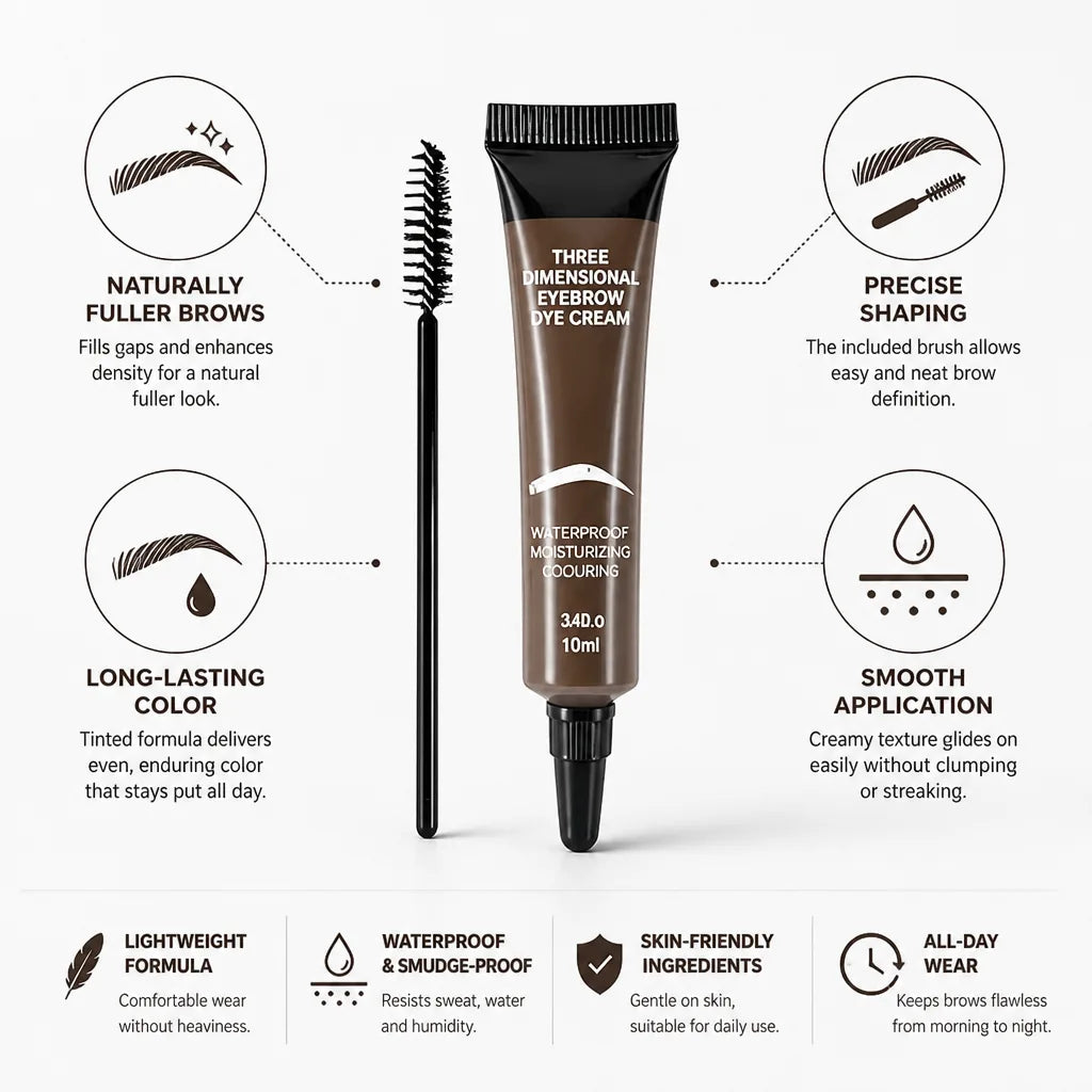 Eyebrow Cream Liner Tinted Natural Finish Brush Included