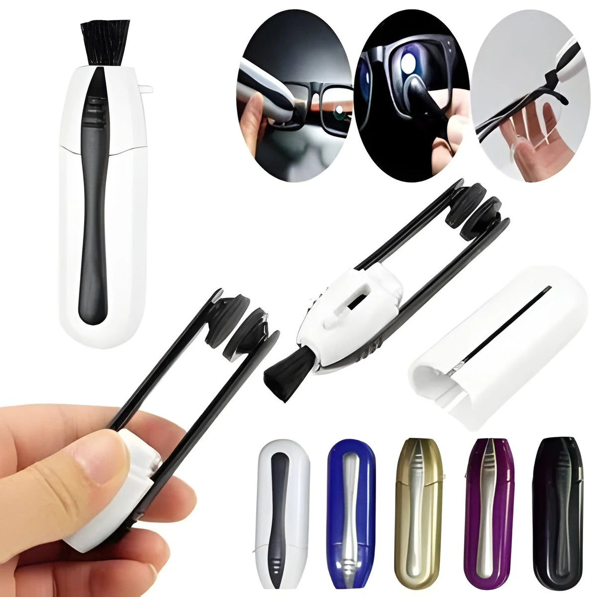 Eyeglass Cleaner Dry Carbon Pads & Brush Pocket-Sized Coating-Safe