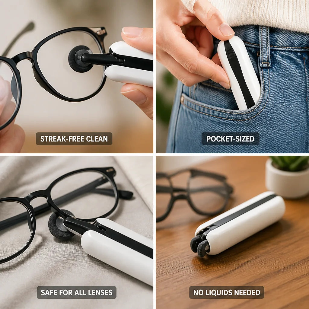 Eyeglass Cleaner Pocket-Sized Carbon Microfiber Streak-Free