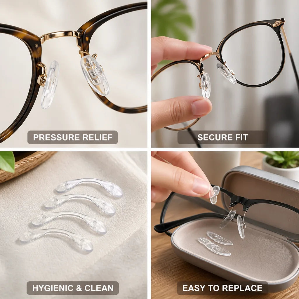 Eyeglass Nose Pads Transparent Silicone Anti-Slip Set of 5