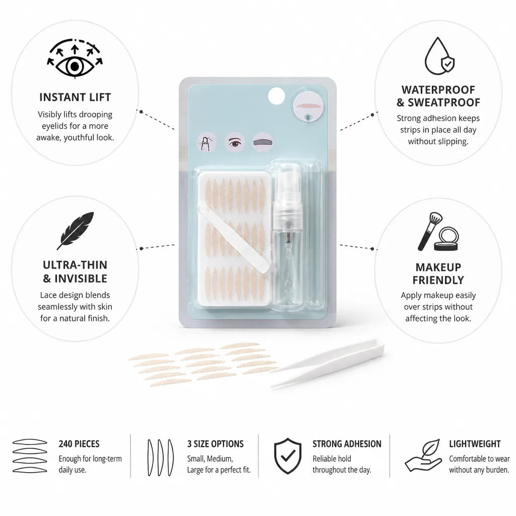 Eyelid Lifting Strips Invisible Lace Makeup-Friendly Waterproof 240 Pieces