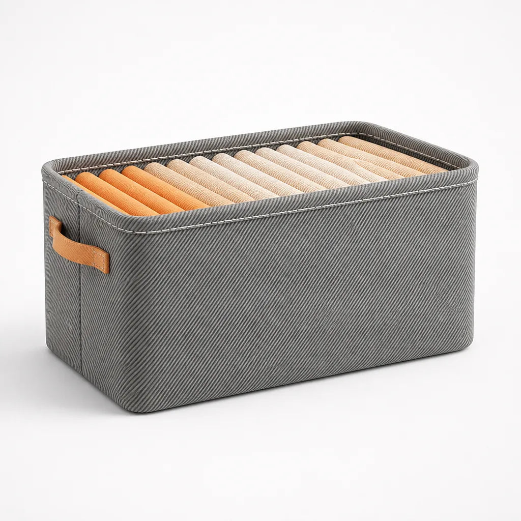Fabric Storage Box Foldable Corduroy Reinforced Handles