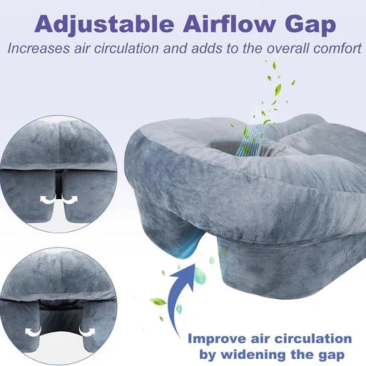 Face-Down Pillow Contoured Memory Foam Washable Velvet Cover