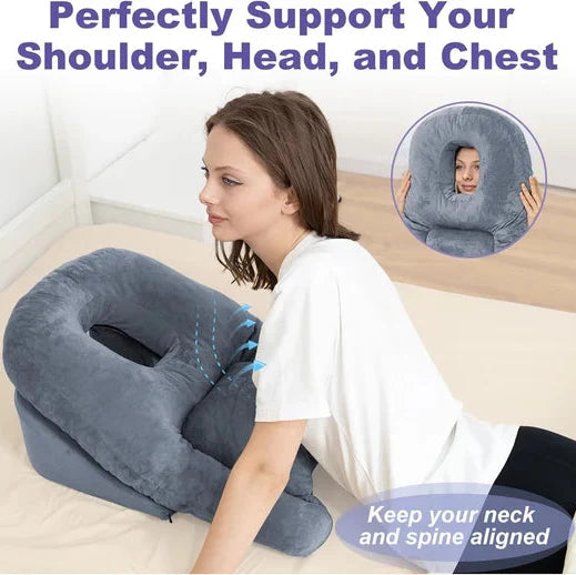 Face-Down Pillow Contoured Memory Foam Washable Velvet Cover