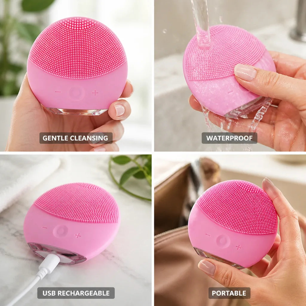 Facial Cleansing Brush Waterproof Silicone USB Rechargeable