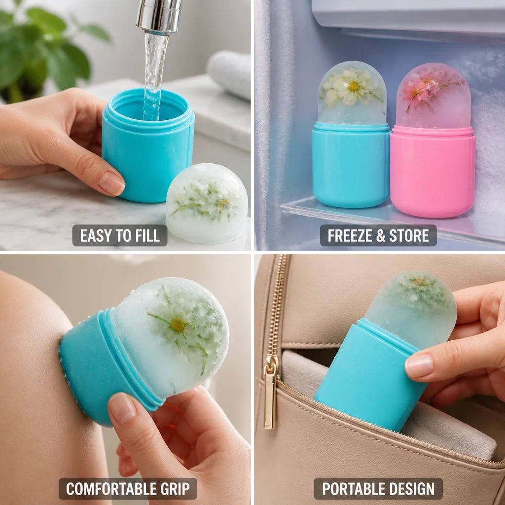 Facial Ice Roller Freezable Silicone Ergonomic Handle