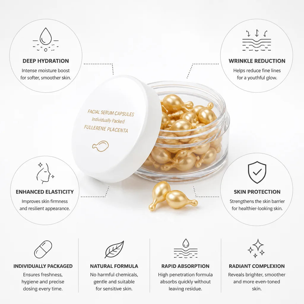 Facial Serum Capsules Individually Packaged Fullerene Placenta