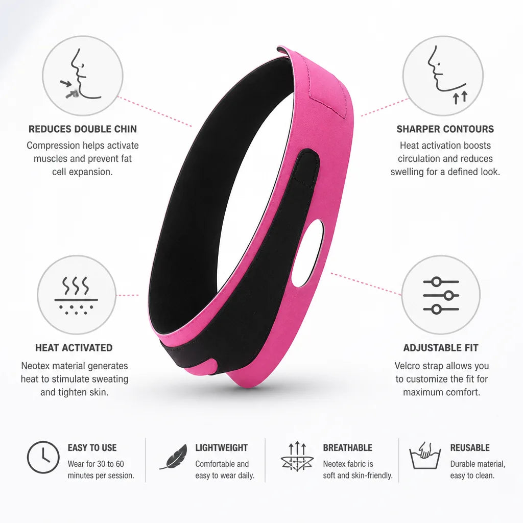 Facial Slimming Band Heat-Activated Neotex Adjustable Velcro